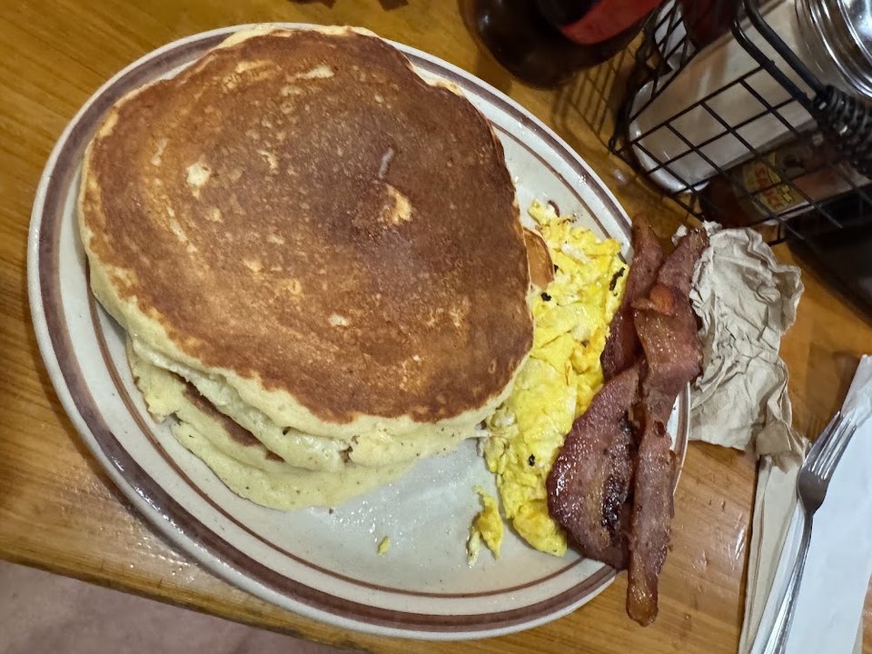 Pancakes with Eggs and Bacon